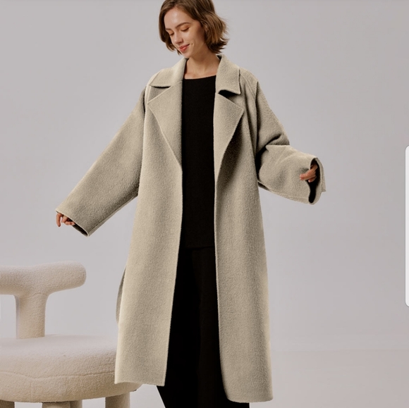 NAP Loungewear Jackets & Blazers - NWT Sylvia Alpaca Wool Belted Trench Coat (Buttermilk) - NAP Loungewear